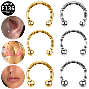 ASTM F136 Titanium Horseshoe Ring Septum Piercing Jewelry Circular Barbell For Nose Ear Cartilage Tragus Helix Lip Piercing