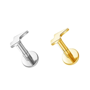 Clous de labret en titane F136 en forme d'éclair avec finitions or et argent poli