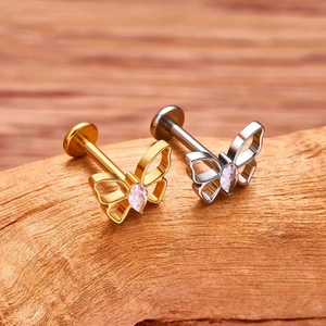 G23 titanium vlinder labret piercing met marquise zirkoon voor kraakbeen en lippen