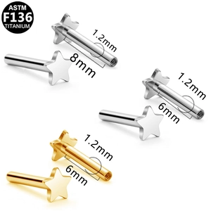 F136 titanium labret piercings met sterrenvorm en intern schroefdraad ontwerp