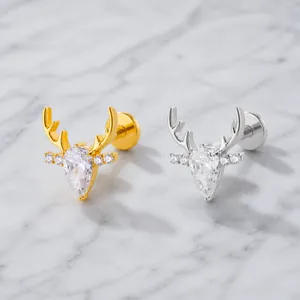 G23 titanium elandkop labret studs met goud en zilveren afwerking en druppelvormige zirkoon