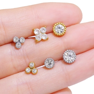 Stainless steel butterfly nose stud set with cubic zirconia stones in gold and silver
