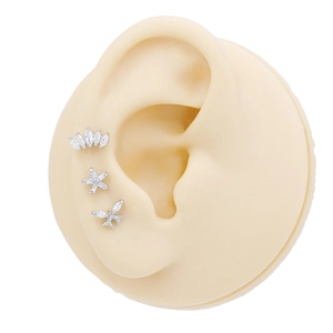 Ensemble de boucles d'oreilles en acier titane argenté avec motifs étoile et couronne