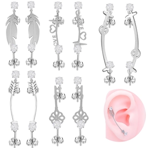 316L Edelstahl Strass Ohrstecker Smiley Feder Pfeil Schlüssel Herzschlag LOVE Piercing Schmuck Für Damen