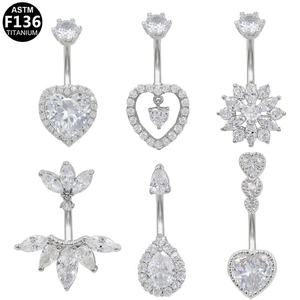 Piercing Ombelico in Titanio ASTM F136 per Donna Qualità Medica Titanio Zirconia Cuore Fiore Goccia Gioielli Piercing Corpo