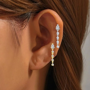 F136 titanium drop earring featuring water drop tassels in gold and silver finish