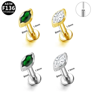 Piercing de lèvre et d'oreille marquise en titane ASTM F136 avec filetage interne