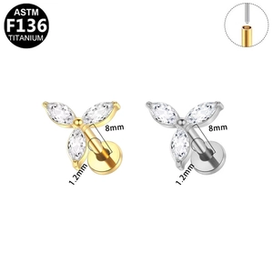 Pendientes triangulares de titanio ASTM F136 con circón marquise para piercing