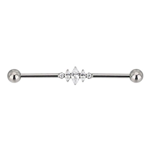 F136 Titanium industrial barbell met marquise zirkoon bloem voor oorpiercing