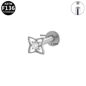 ASTM F136 titanium oorknopje met zirkonia en intern schroefdraad ontwerp