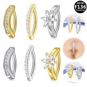 ASTM F136 Titanlegierung Strass Blume Bauchnabelring Minimalist Geometrisch Nabel Piercing Schmuck Für Damen Körper Dekoration