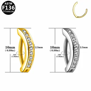 Bauchnabelpiercing aus F136 Titan mit Kristallen und Größentabelle in Gold und Silber