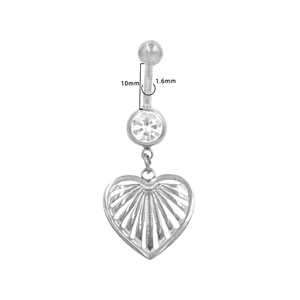Piercing ombelico a cuore vuoto in acciaio inossidabile con barra curva 10mm 14G
