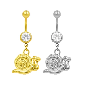 Coppia di piercing all'ombelico a forma di lumaca in acciaio inossidabile oro e argento