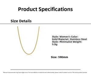 Spécifications du collier maille serpent en acier doré de 590mm pesant 9,8g