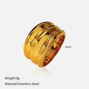 Spécifications de la bague large à trois couches en acier inoxydable doré de 18mm