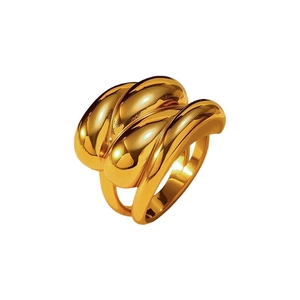 Bague dôme croissant minimaliste dorée pour femme en acier inoxydable