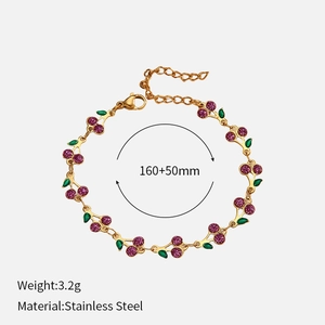 Detail van kersenarmband met 160+50mm lengte, 3,2g gewicht en roestvrij staal materiaal
