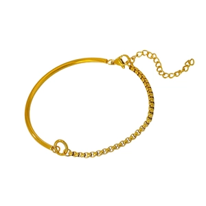 Bracelet minimaliste en acier inoxydable doré avec tube plein et mailles de chaîne