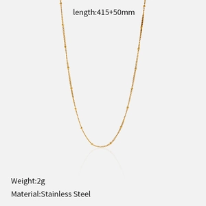Detail van 18K vergulde roestvrijstalen kralenketting met een lengte van 415mm