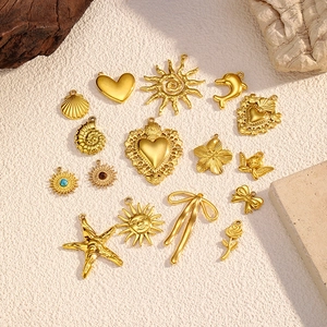 18K Verguld Roestvrij Staal Hangers DIY Ketting Sieraden Maken Benodigdheden Hart Zon Zeester Charms Accessoires