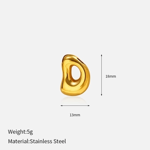 Detail view of 18mm gold organic lava pendant with stainless steel specs and dimensions