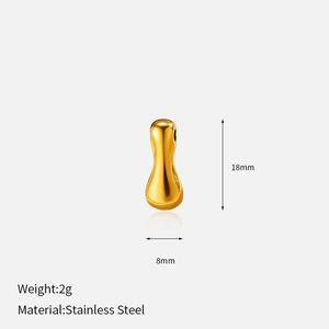 Polished stainless steel water drop pendant with dimensions 18mm by 8mm and 2g weight