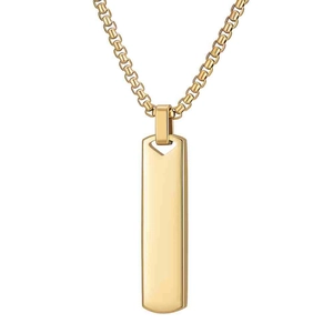 Collier minimaliste à pendentif barre rectangulaire 3D en acier inoxydable doré
