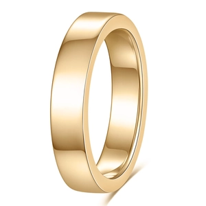 Wide minimalist 14K gold plated stainless steel ring with a high-polished mirror finish