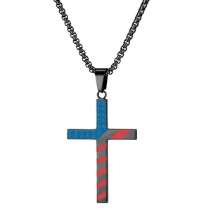 50MM stainless steel cross pendant with American flag star and stripe design