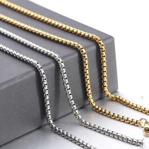 50mm vintage striped cross pendant with gold and silver box chain in stainless steel