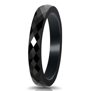 3mm zwarte keramische ring met geometrische facet geslepen en gepolijste afwerking