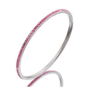 Fashion Stainless Steel Single Row Rhinestone Bangle For Women Simple Elegant Round Inlaid Crystal Bracelet Party Jewelry Gift