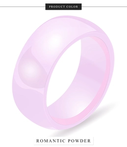 Detail view of the 8mm romantic powder ceramic ring with a high-gloss polished finish