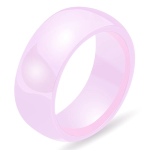 Polished light pink ceramic ring with 8mm smooth glossy finish for men and women