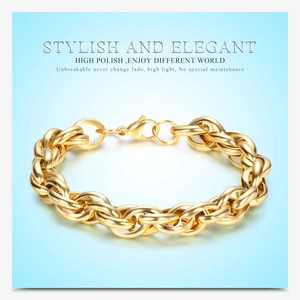 Detail of 10mm punk gold-plated twist chain bracelet with secure lobster clasp finish