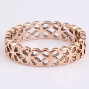 5mm rose gold openwork ring featuring lucky four-leaf heart motifs for couples