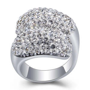 Bague Large en Acier Inoxydable Avec Strass pour Femme Bague Géométrique à Double Couche Bijoux de Proposition Cadeau