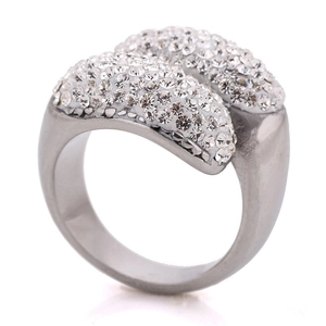 Bague de fiançailles en acier titane moderne avec pavé de diamants de 14 mm sur argent