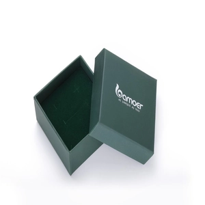 Scatola regalo per gioielli verde scuro con fodera in velluto e logo argento