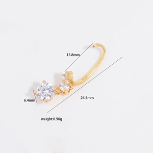 S925 sterling silver plated gold clasp for jade pendant with white cubic zirconia stones