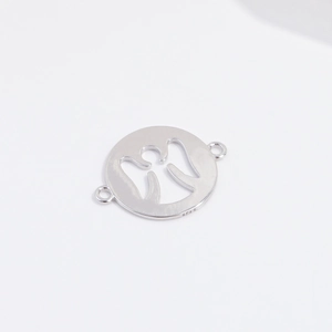 Connecteur pendentif ange creux en argent sterling S925 poli pour bracelets DIY