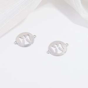 Pendentif ange en argent sterling S925 poli avec design ajouré pour création de bijoux