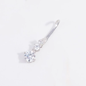 Macro shot of S925 sterling silver pinch bail with three graduated cubic zirconia stones