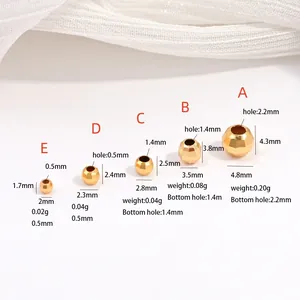 Tabla de tallas de cuentas facetadas de plata S925 bañadas en oro para joyería DIY