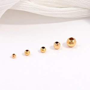 Polished S925 gold-plated faceted laser beads in five sizes for DIY jewelry