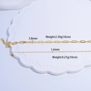 S925 sterling silver gold plated paperclip oval chain in 1.6mm and 3.8mm widths