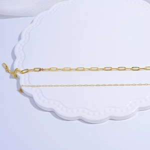 S925 sterling silver gold layered paperclip and fine link chain necklace set
