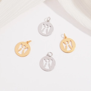 925 Sterling Silver Angel Hollow Round Pendant Only Without Chain Gold White Gold Plated DIY Jewelry Making Finding Women