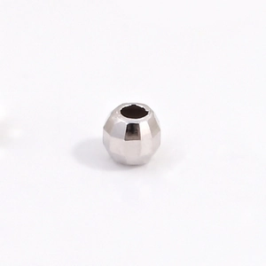 Macro shot of a faceted S925 sterling silver bead accessory for DIY jewelry making